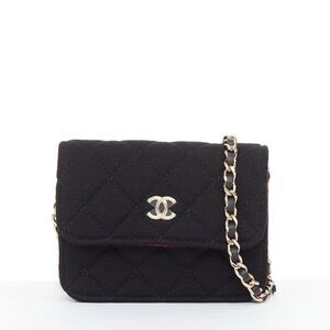 Chanel quilted jersey CC chain strap mini crossbody bag